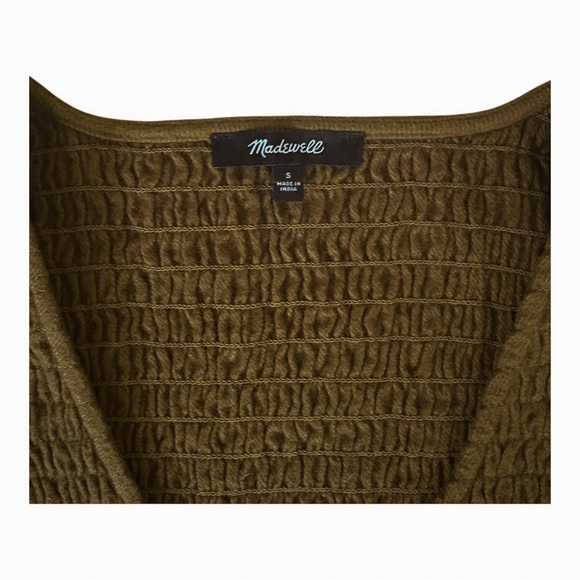 Madewell Flannel Lucie V-Neck Smocked Mini Dress. Size Small. 100% Cotton - Picture 6 of 9